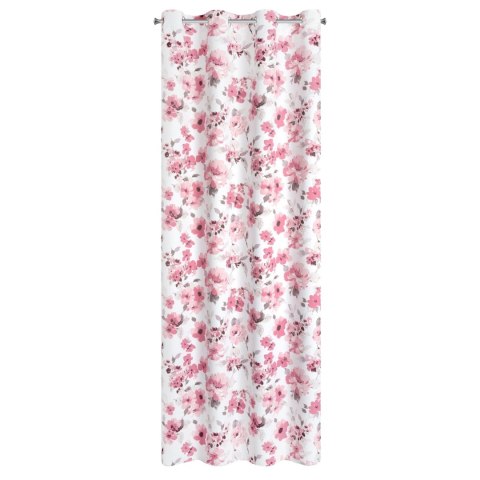 Vorhang CAREN weiß rosa 140x250 Ösen