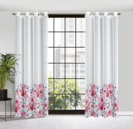 Vorhang CARLA weiß rosa 140x250 Ösen