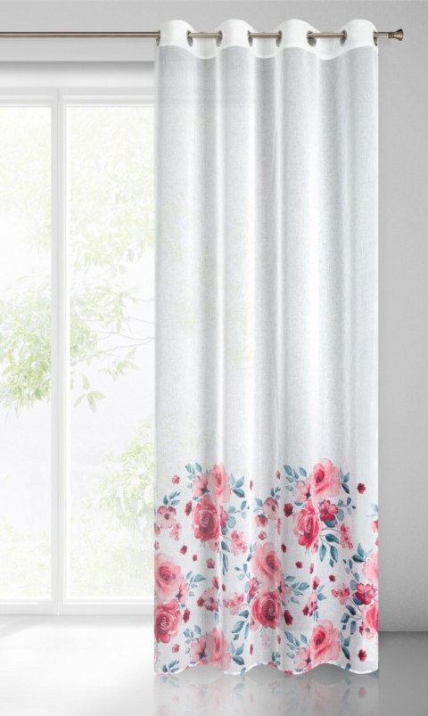 Vorhang CARLA weiß rosa 140x250 Ösen