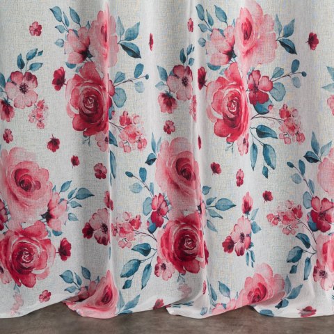 Vorhang CARLA weiß rosa 140x250 Ösen