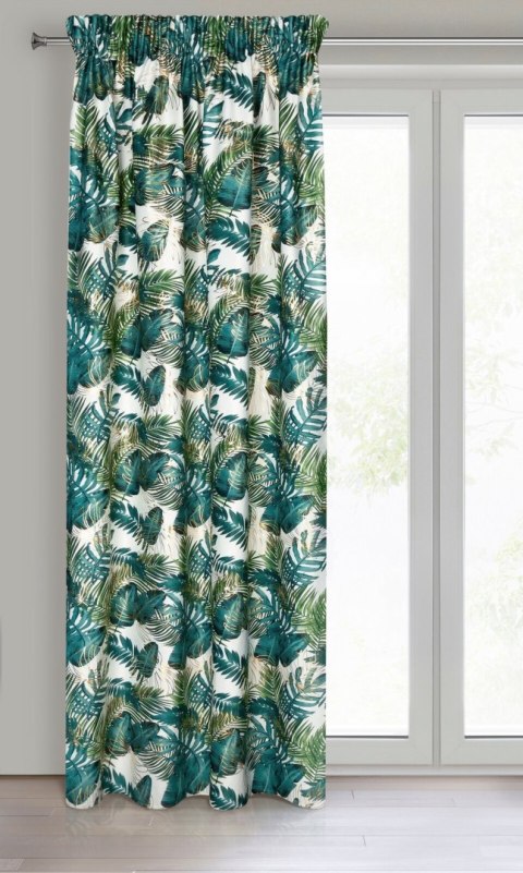 Vorhang DAVOS weiß grün 140x270 Kräuselband