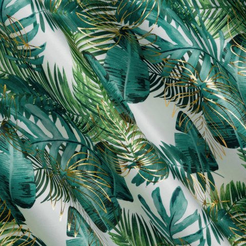 Vorhang DAVOS weiß grün 140x270 Kräuselband