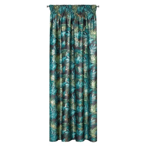 Vorhang DAVOS schwarz grün 140x270 Botanisches Muster Kräuselband Tunnelzug
