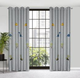 Vorhang DINO silber grün 140x250 Ösen