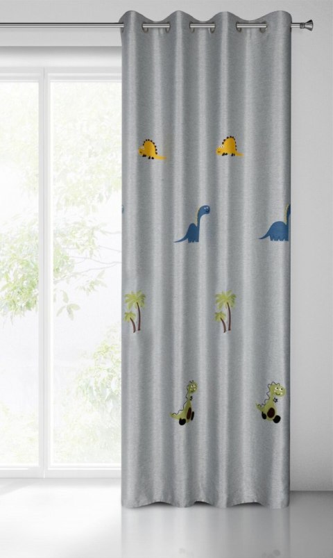 Vorhang DINO silber grün 140x250 Ösen