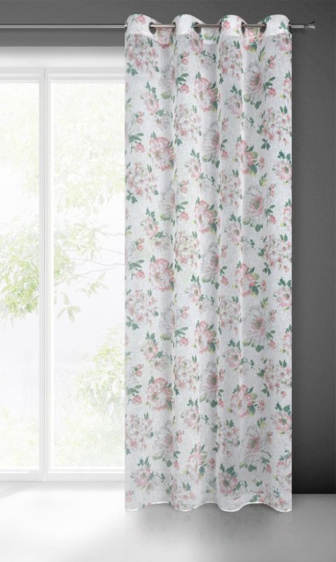 Vorhang EMI weiß rosa 140x250 Ösen