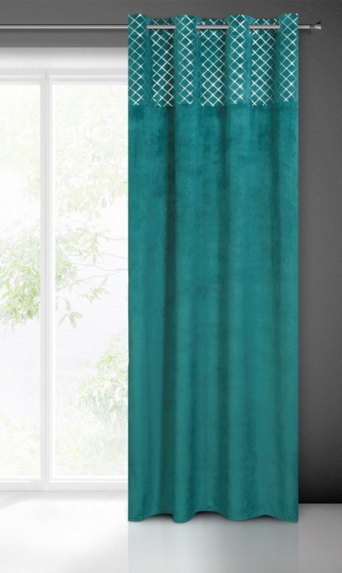 Vorhang HAZEL türkis silber 140x250 Ösen