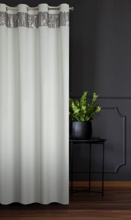 Vorhang JASPER weiß silber 140x250 Ösen