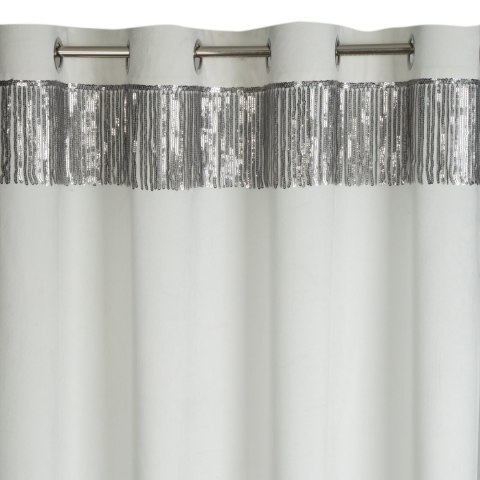 Vorhang JASPER weiß silber 140x250 Ösen