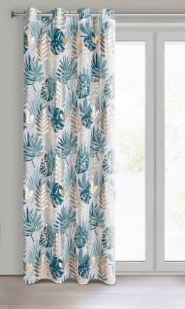 Vorhang KERI türkis gold 140x250 Ösen