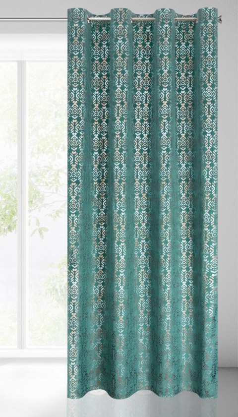 Vorhang LAURA türkis gold 140x250 Ösen