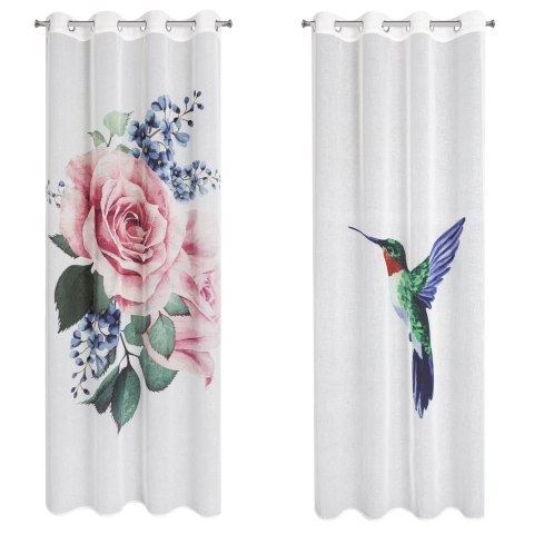Vorhang LIA weiß rosa Set 140x260 Ösen x2