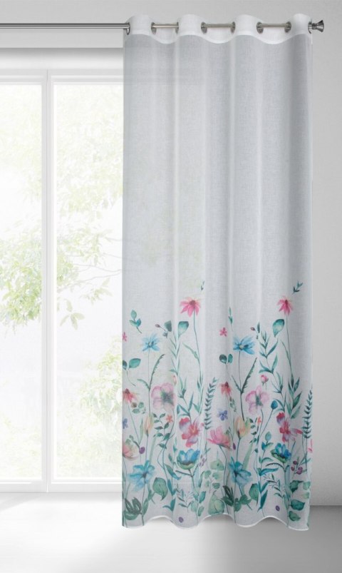 Vorhang LILIAN weiß blau 140x250 Ösen