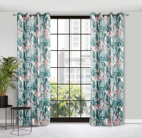 Vorhang MADERA weiß grün 140x250 Ösen