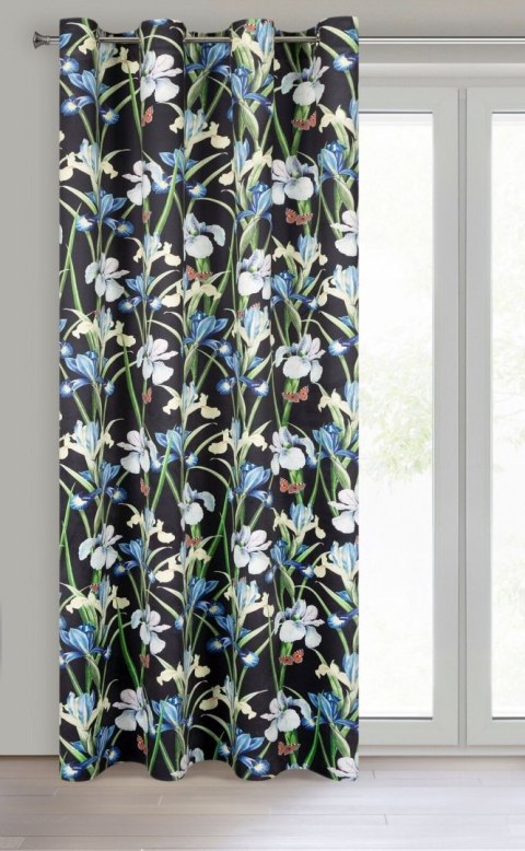 Vorhang MAJA schwarz blau 140x250 Ösen