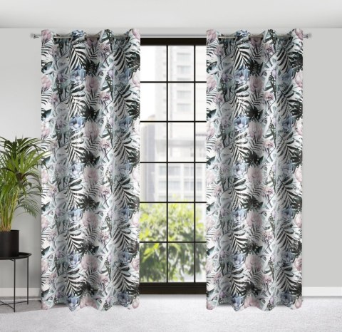Vorhang MALIBU weiß silber 140x250 Ösen