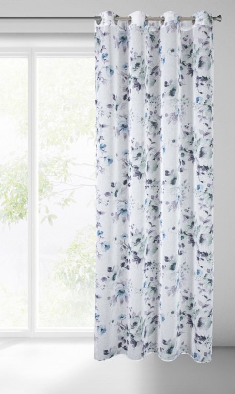 Vorhang NALA weiß blau 135x250 Ösen