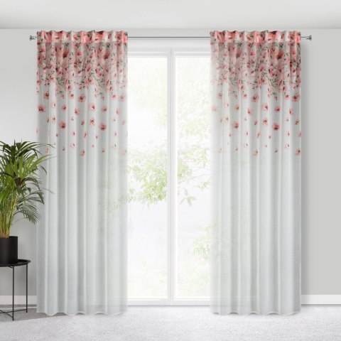 Vorhang OLIWIA weiß rosaZ 140x270 Kräuselband SZEL