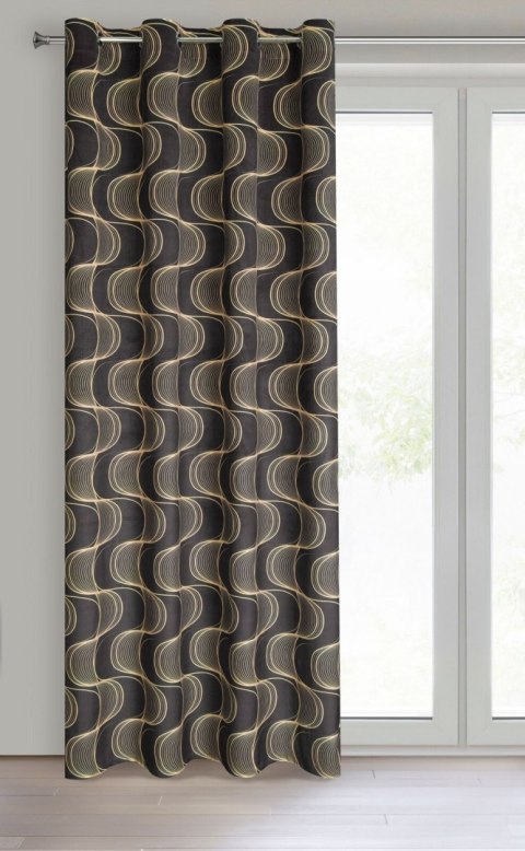 Vorhang POLA schwarz beige 140x250 Ösen