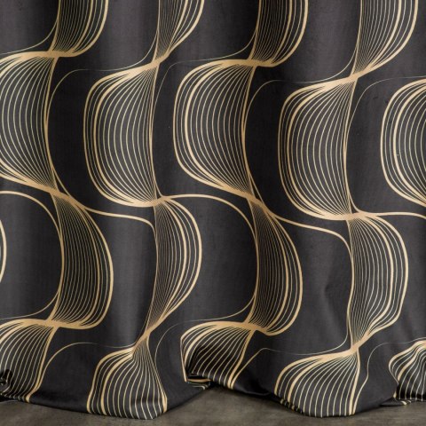 Vorhang POLA schwarz beige 140x250 Ösen