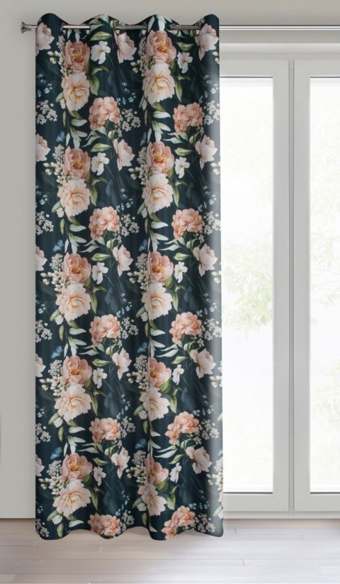 Vorhang SALMA schwarz rosa 140x270 Ösen