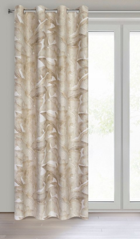 Vorhang SAMIRA weiß beige 140x250 Ösen