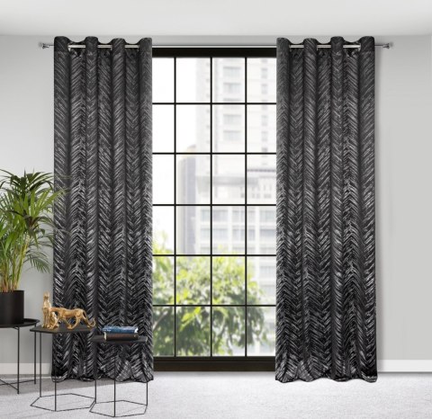 Vorhang SARA schwarz silber 140x250 Ösen