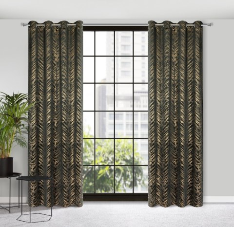 Vorhang SARA schwarz gold 140x250 Ösen
