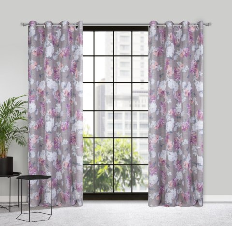 Vorhang SHERRY silber rosa 140x250 Ösen