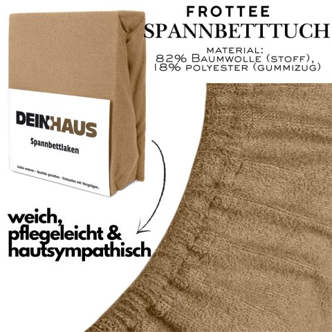 Spannbettlaken Frottee Dunkelbeige 90x200